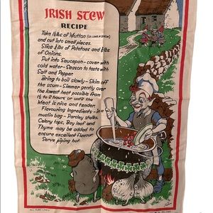 Vintage Linen Tea Towels, Irish Stew and Irish Blessing
